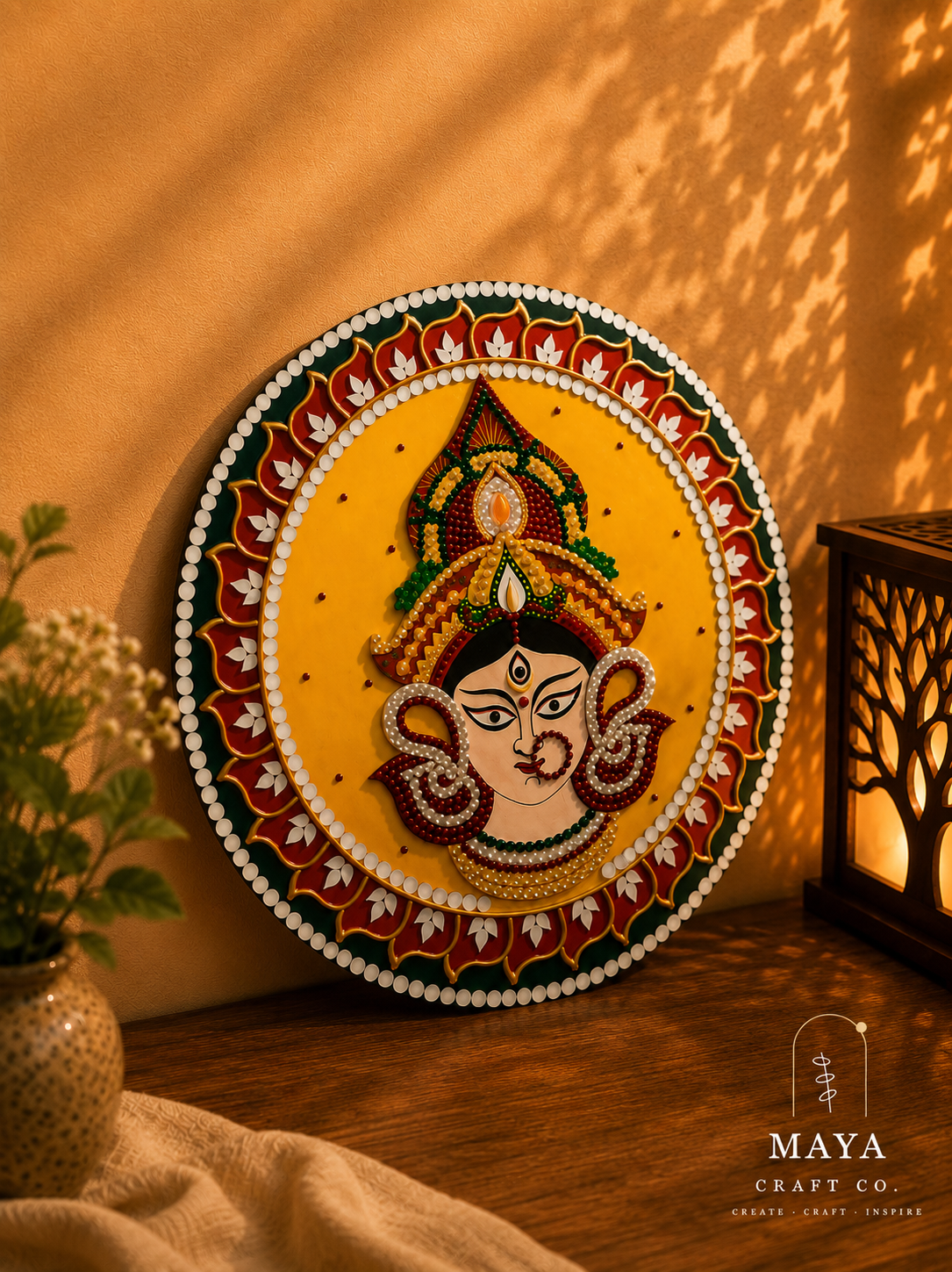 Devi Durga Handmade Lippan Art Wall Decor