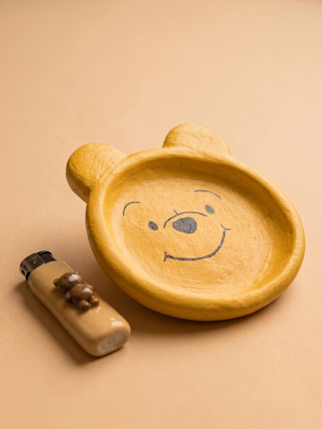 Honey Bear Clay Ashtray + Lighter Combo