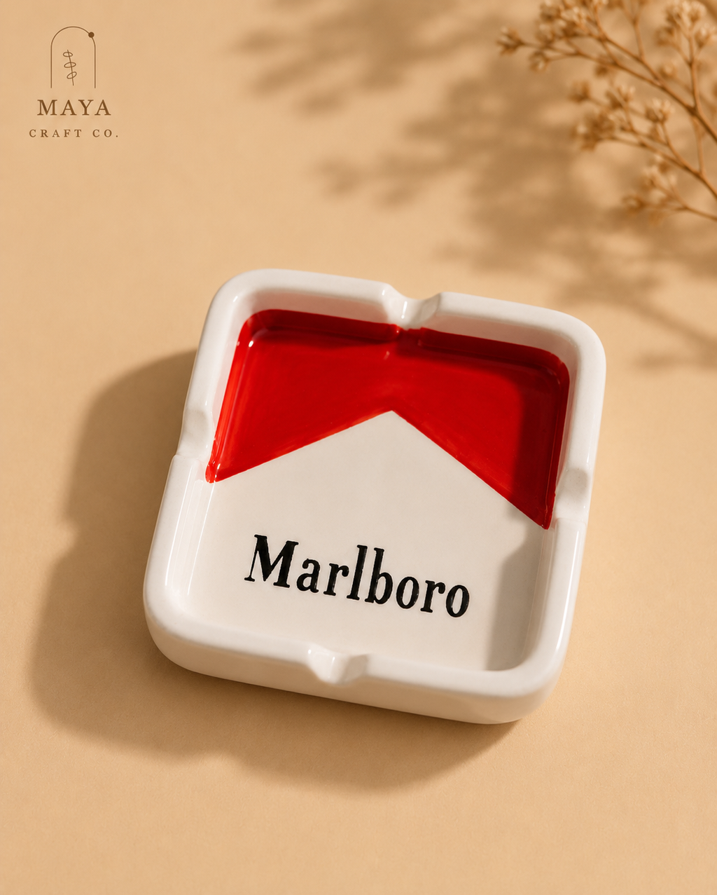 Retro Red & White Cigarette-Pack Ashtray