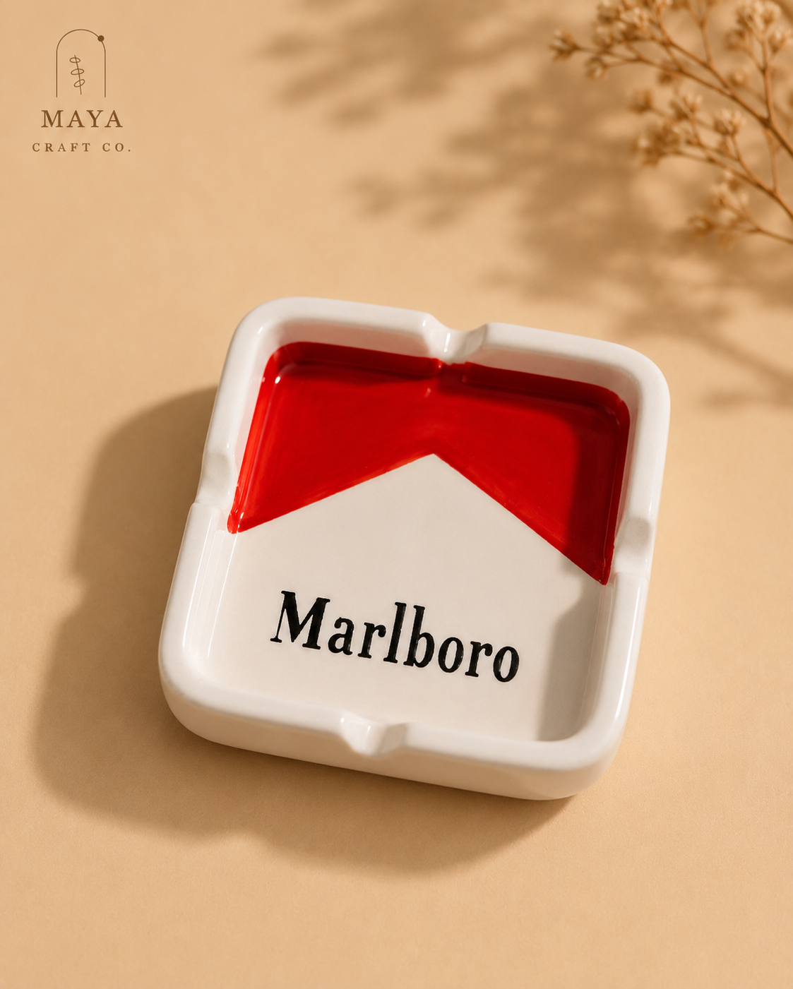 Retro Red & White Cigarette-Pack Ashtray