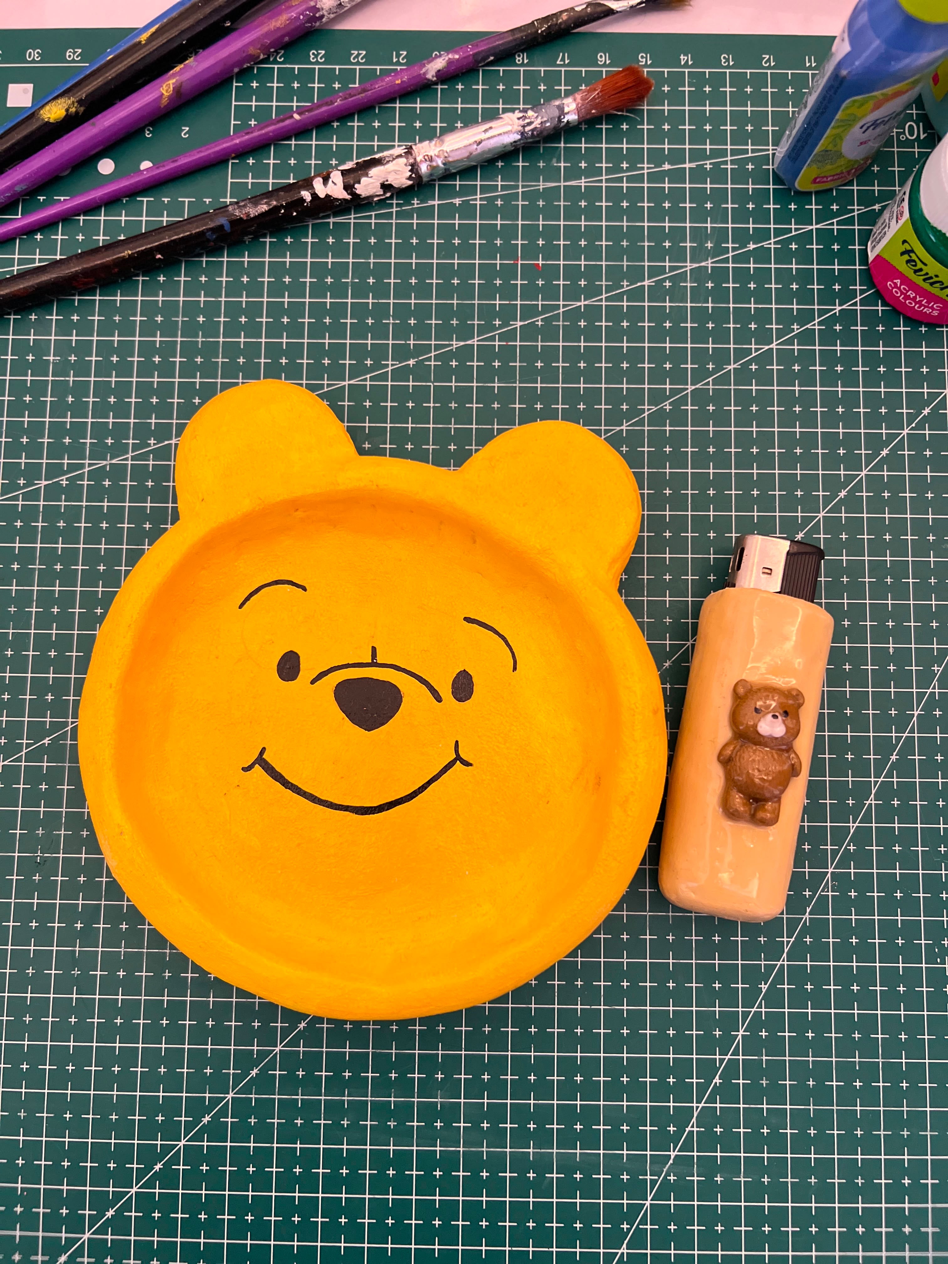 Honey Bear Clay Ashtray + Lighter Combo