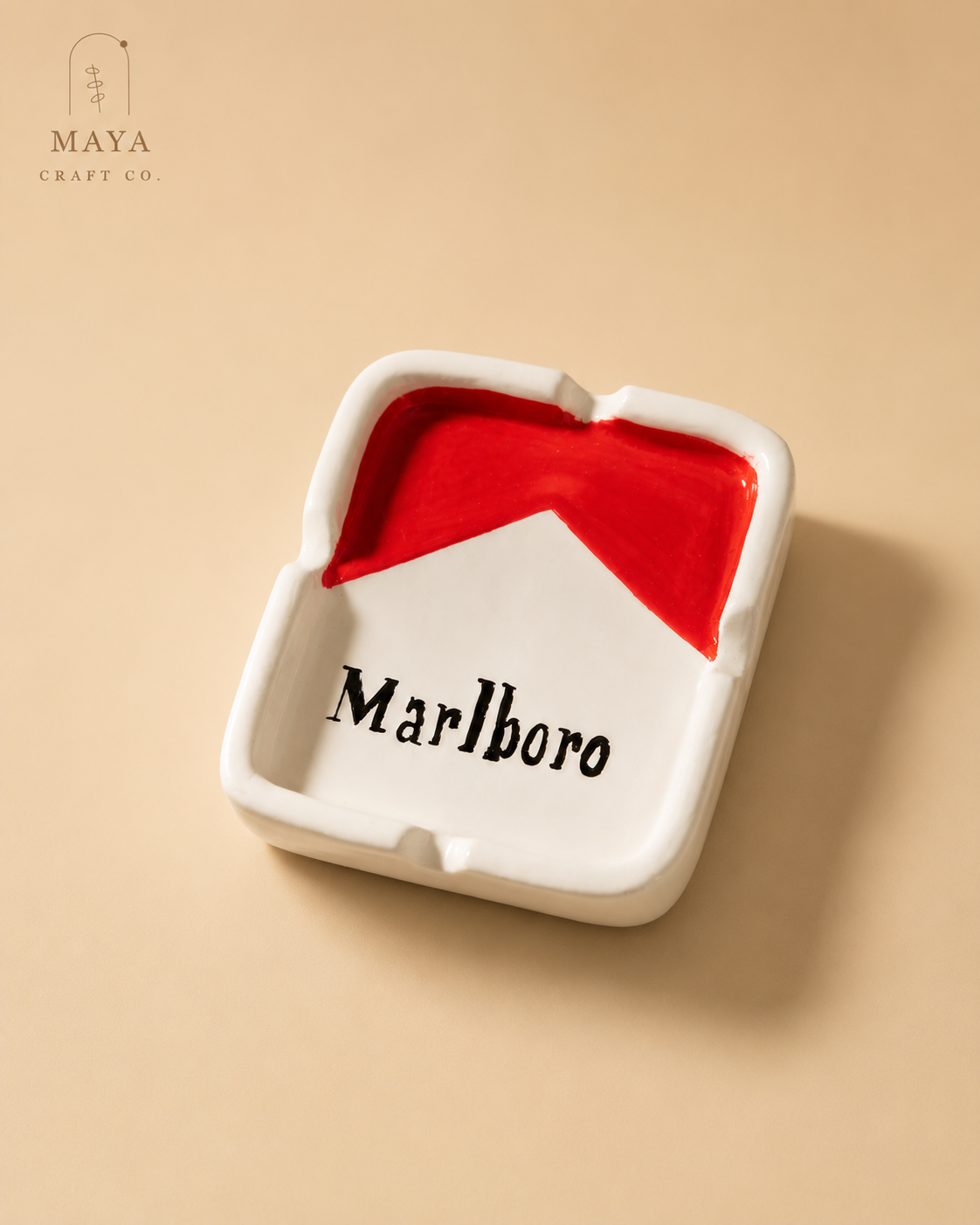Retro Red & White Cigarette-Pack Ashtray